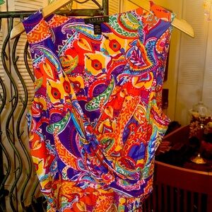 Ralph Lauren Vibrant Paisley Sleeveless Dress.